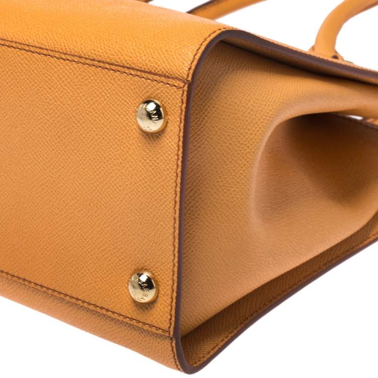 Pre Owned Dolce & Gabbana Orange Dauphine Leather Frame Tote
