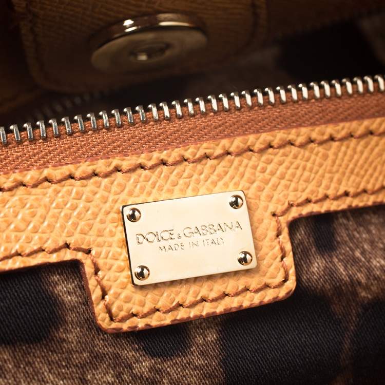 Pre Owned Dolce & Gabbana Orange Dauphine Leather Frame Tote