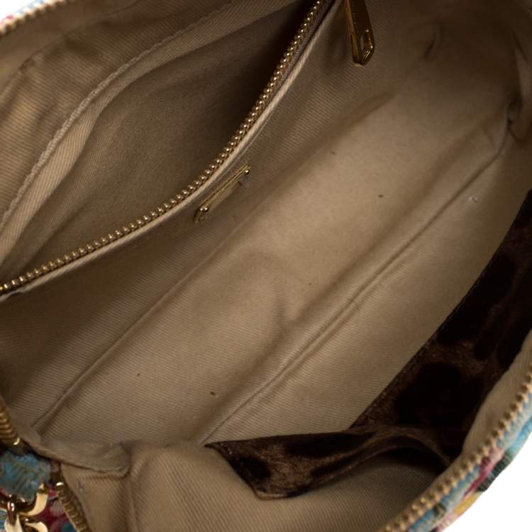 Pre Owned Dolce & Gabbana Multicolor Floral Print Fabric Miss Glam Chain Shoulder Bag