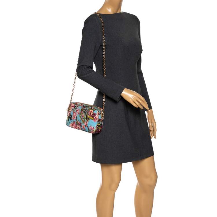 Pre Owned Dolce & Gabbana Multicolor Floral Print Fabric Miss Glam Chain Shoulder Bag