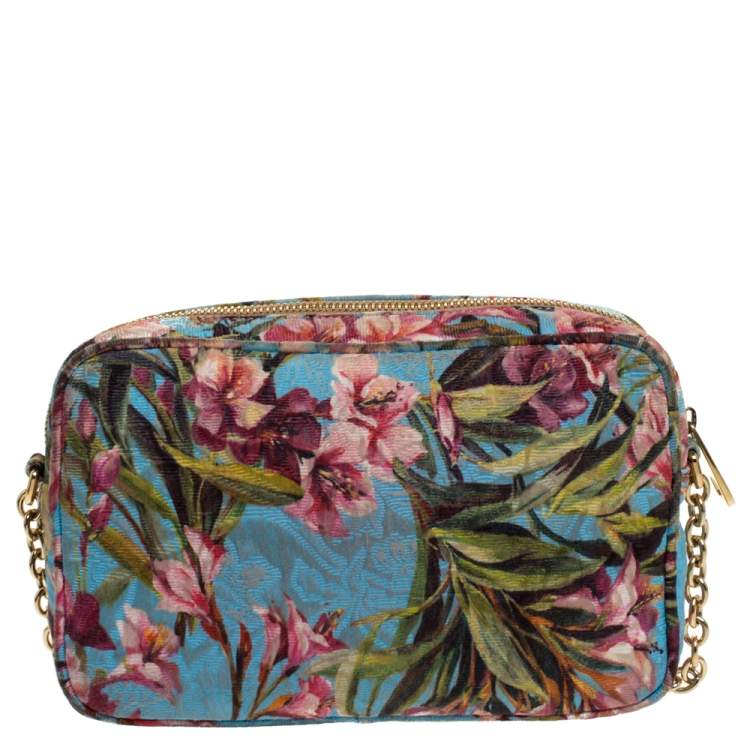 Pre Owned Dolce & Gabbana Multicolor Floral Print Fabric Miss Glam Chain Shoulder Bag