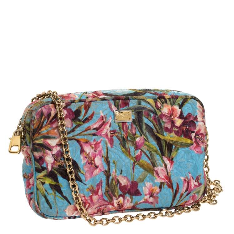 Pre Owned Dolce & Gabbana Multicolor Floral Print Fabric Miss Glam Chain Shoulder Bag