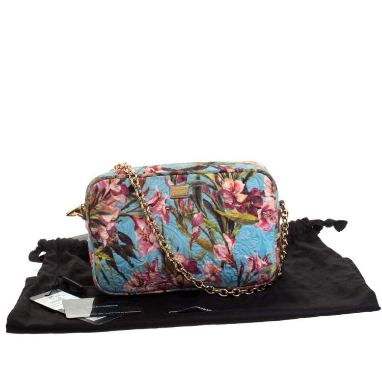 Pre Owned Dolce & Gabbana Multicolor Floral Print Fabric Miss Glam Chain Shoulder Bag