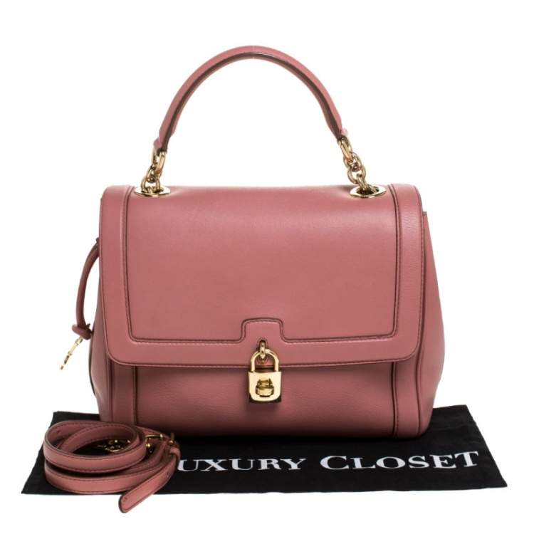 Pre Owned Dolce & Gabbana Old Rose Pink Leather Miss Dolce Top Handle Bag