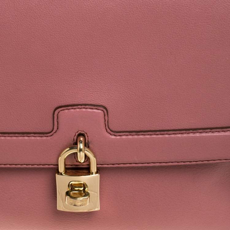 Pre Owned Dolce & Gabbana Old Rose Pink Leather Miss Dolce Top Handle Bag