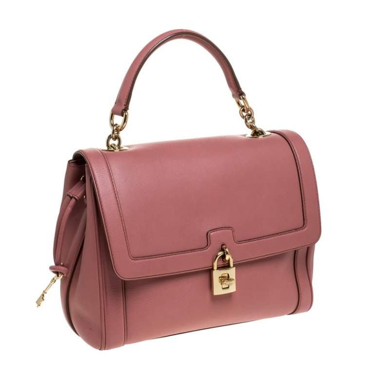 Pre Owned Dolce & Gabbana Old Rose Pink Leather Miss Dolce Top Handle Bag