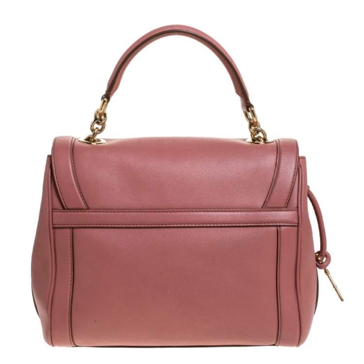 Pre Owned Dolce & Gabbana Old Rose Pink Leather Miss Dolce Top Handle Bag