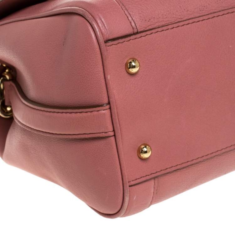 Pre Owned Dolce & Gabbana Old Rose Pink Leather Miss Dolce Top Handle Bag