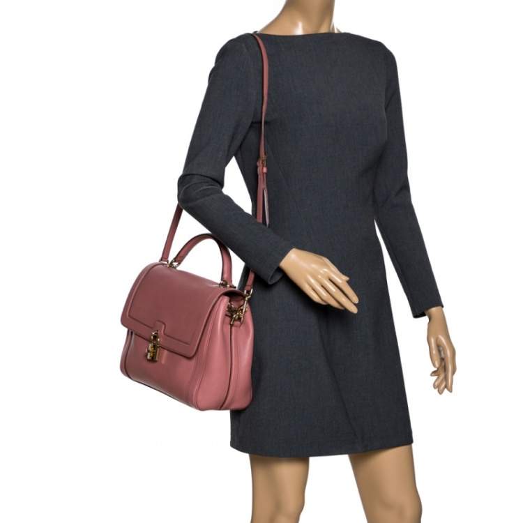 Pre Owned Dolce & Gabbana Old Rose Pink Leather Miss Dolce Top Handle Bag