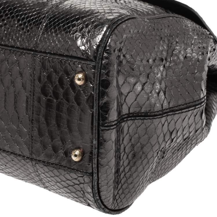 Pre Owned Dolce & Gabbana Metallic Python Large Miss Sicily Top Handle Bag