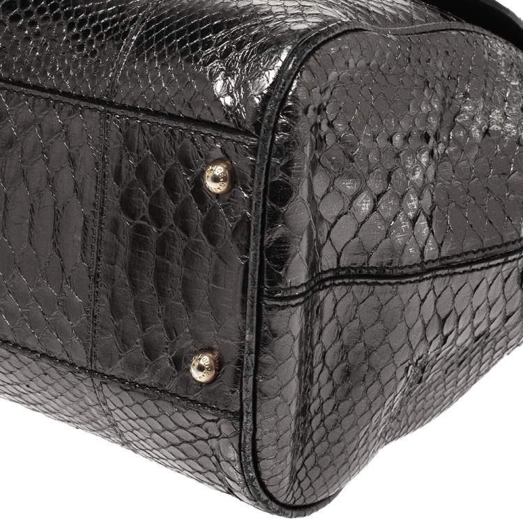 Pre Owned Dolce & Gabbana Metallic Python Large Miss Sicily Top Handle Bag