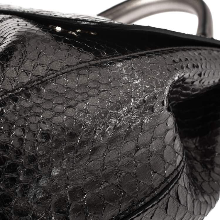 Pre Owned Dolce & Gabbana Metallic Python Large Miss Sicily Top Handle Bag