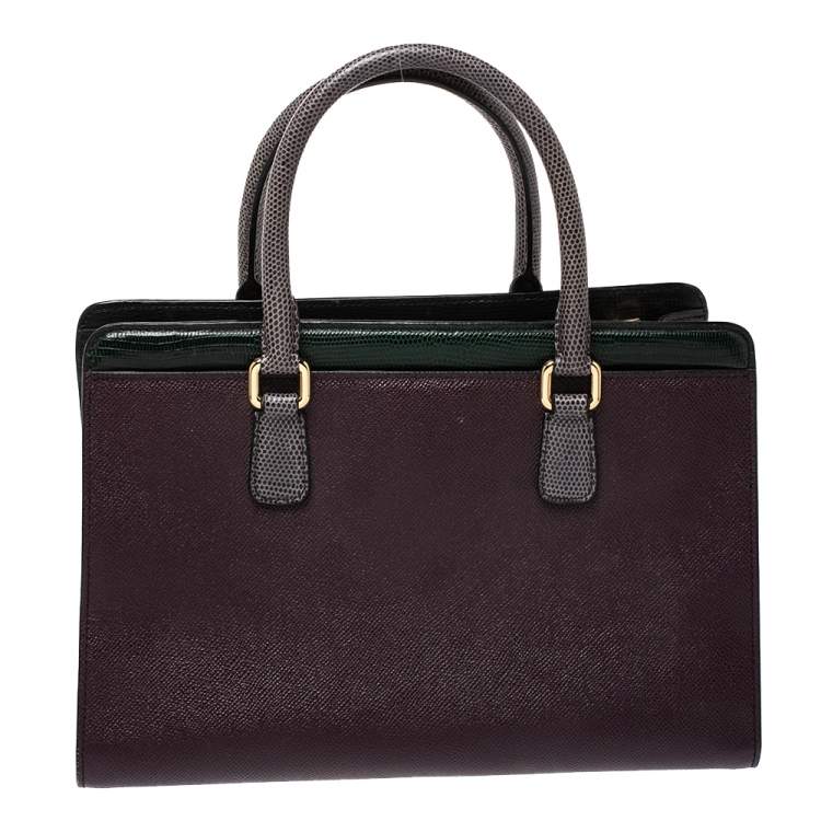 Pre Owned Dolce & Gabbana Multicolor Leather and Lizard Embossed Leather Tote