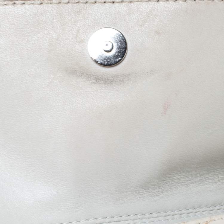 Pre Owned Dolce & Gabbana Off White Python Ring Flap Shoulder Bag