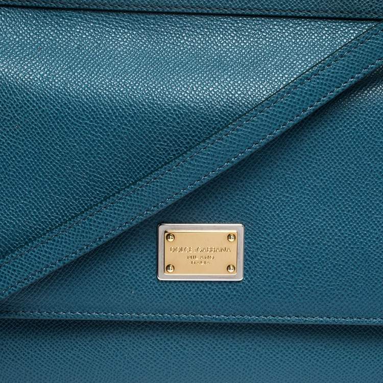Pre Owned Dolce & Gabbana Blue Leather Medium Miss Sicily Top Handle Bag