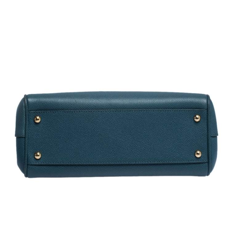 Pre Owned Dolce & Gabbana Blue Leather Medium Miss Sicily Top Handle Bag