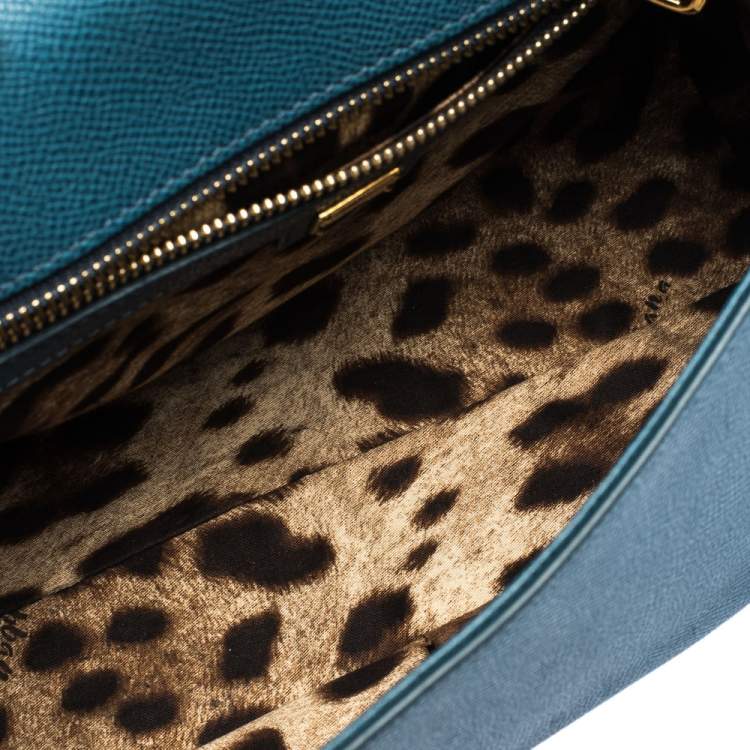 Pre Owned Dolce & Gabbana Blue Leather Medium Miss Sicily Top Handle Bag