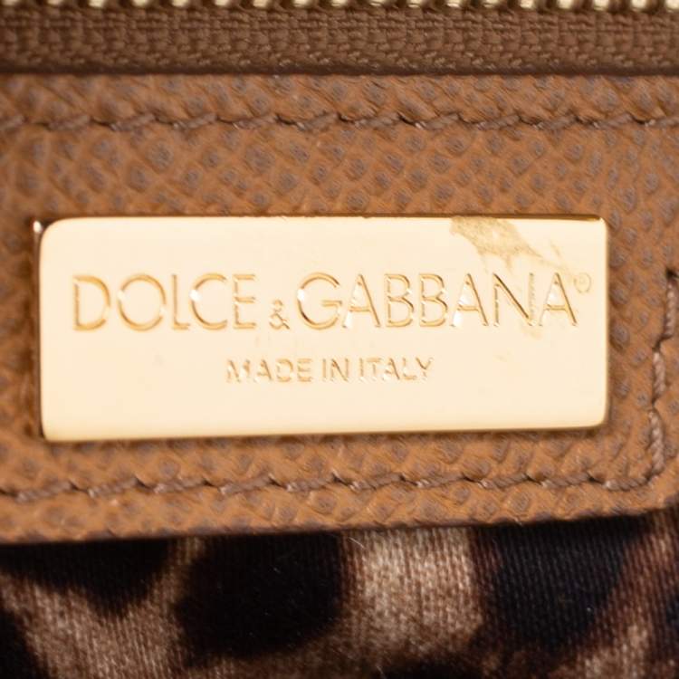 Pre Owned Dolce & Gabbana Tan Leather Large Miss Sicily Top Handle Bag