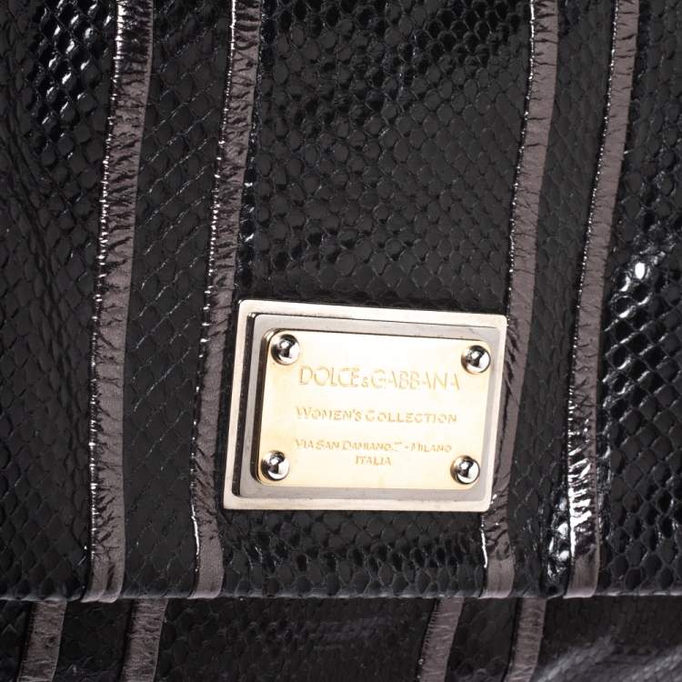 Pre Owned Dolce & Gabbana Snakeskin XL Miss Sicily Top Handle Bag