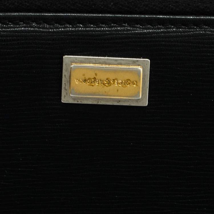 Pre Owned Dolce & Gabbana Black Leather Zip Around Continental Wallet