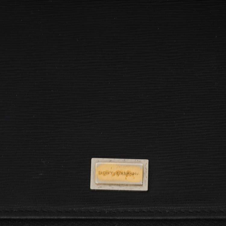 Pre Owned Dolce & Gabbana Black Leather Zip Around Continental Wallet