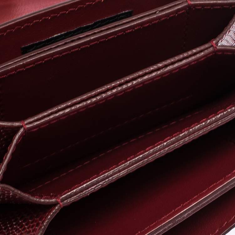 Pre Owned Dolce & Gabbana Red Lizard DG Millennial Flap Card Holder
