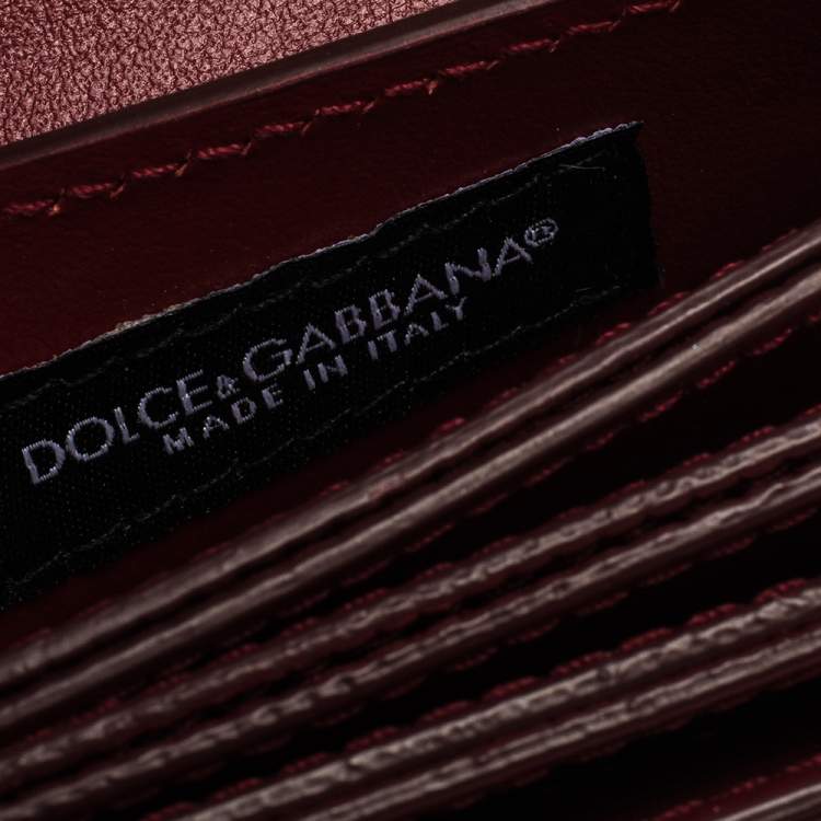 Pre Owned Dolce & Gabbana Red Lizard DG Millennial Flap Card Holder