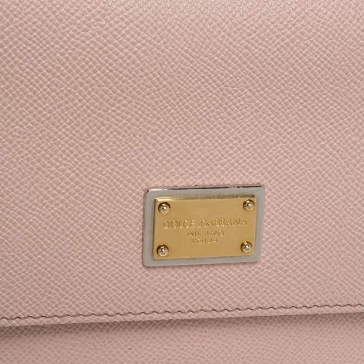 Pre Owned Dolce & Gabbana Light Pink Leather Medium Miss Sicily Top Handle Bag