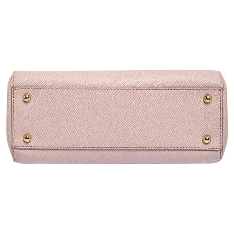 Pre Owned Dolce & Gabbana Light Pink Leather Medium Miss Sicily Top Handle Bag