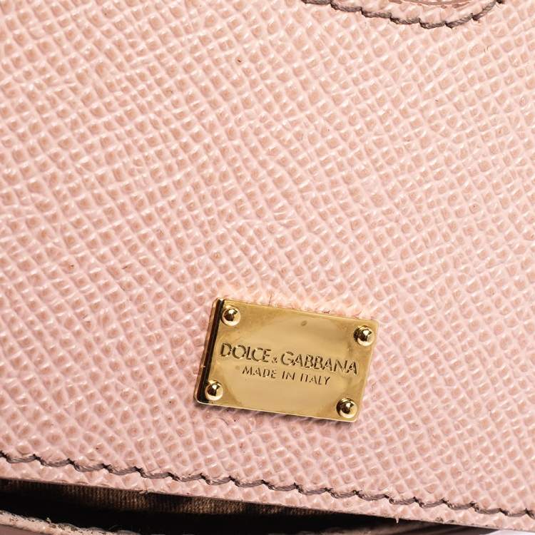 Pre Owned Dolce & Gabbana Light Pink Leather Medium Miss Sicily Top Handle Bag