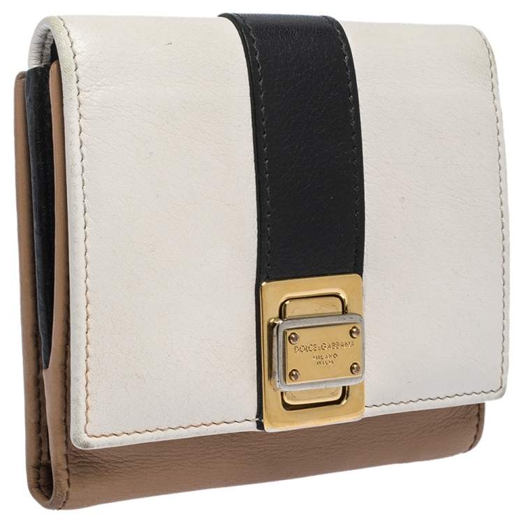 Pre Owned Dolce & Gabbana Tricolor Leather Trifold Wallet