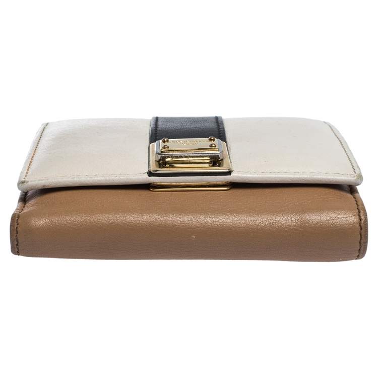 Pre Owned Dolce & Gabbana Tricolor Leather Trifold Wallet
