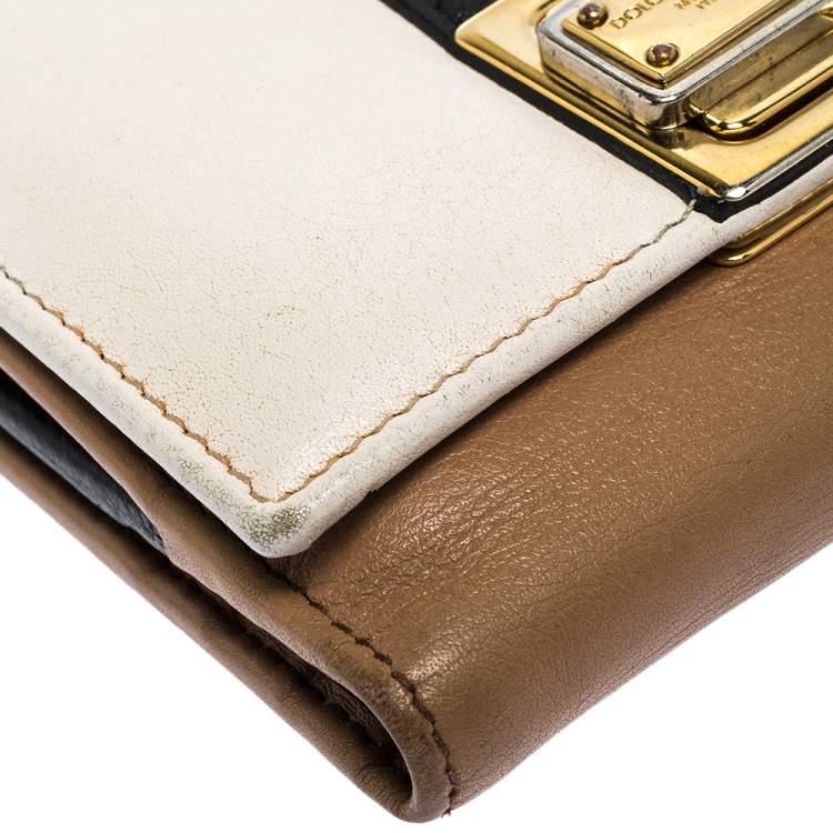 Pre Owned Dolce & Gabbana Tricolor Leather Trifold Wallet
