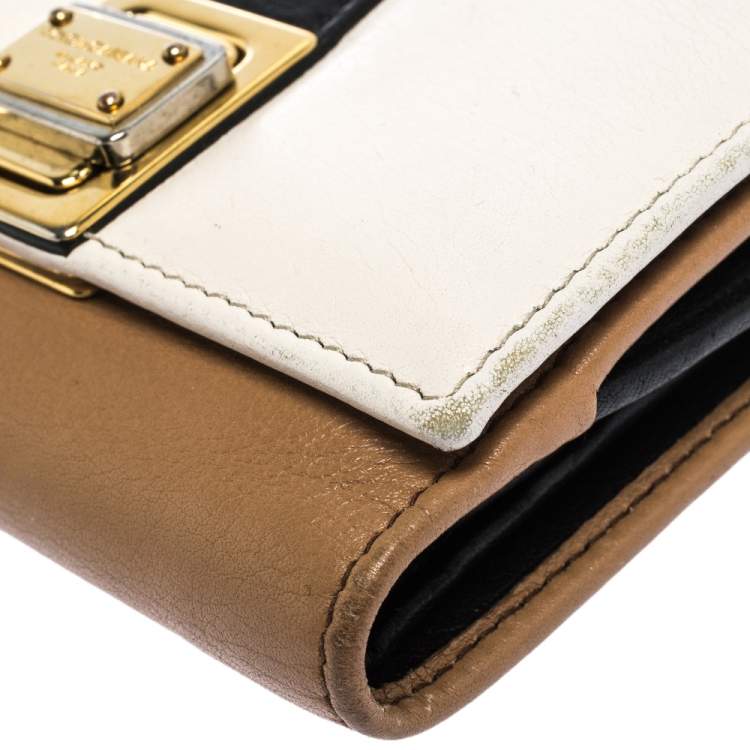 Pre Owned Dolce & Gabbana Tricolor Leather Trifold Wallet