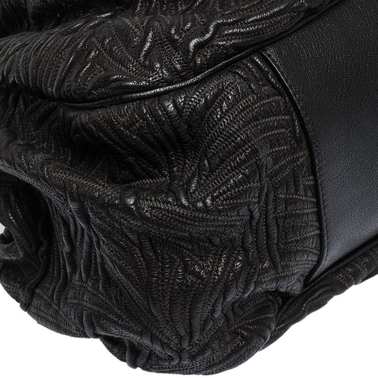 Pre Owned Dolce & Gabbana Black Leather Miss Curly Satchel 