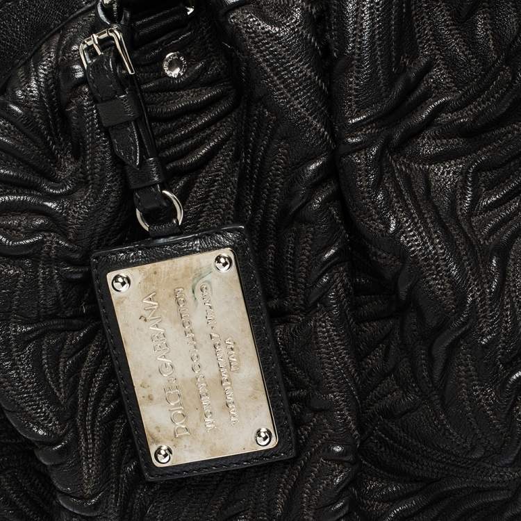 Pre Owned Dolce & Gabbana Black Leather Miss Curly Satchel 