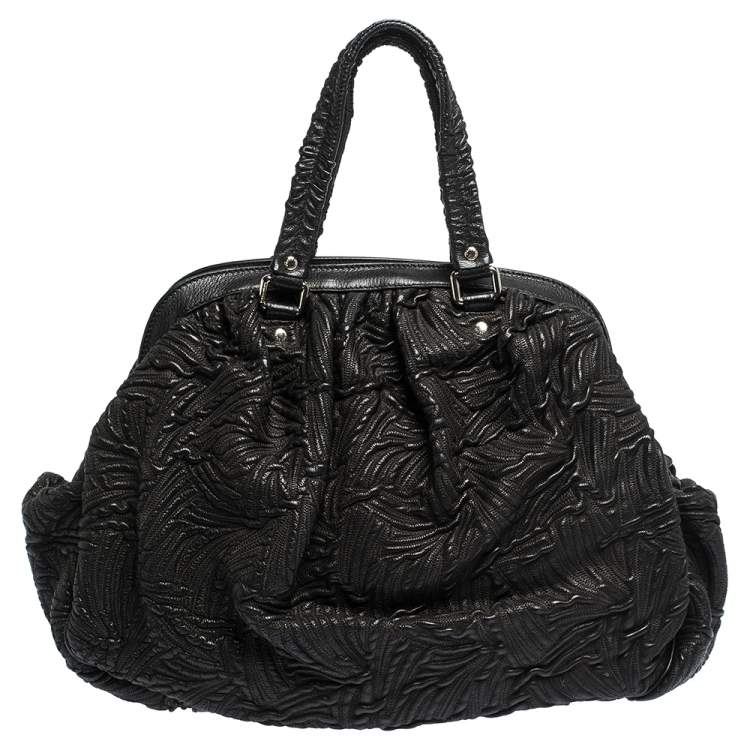 Pre Owned Dolce & Gabbana Black Leather Miss Curly Satchel 