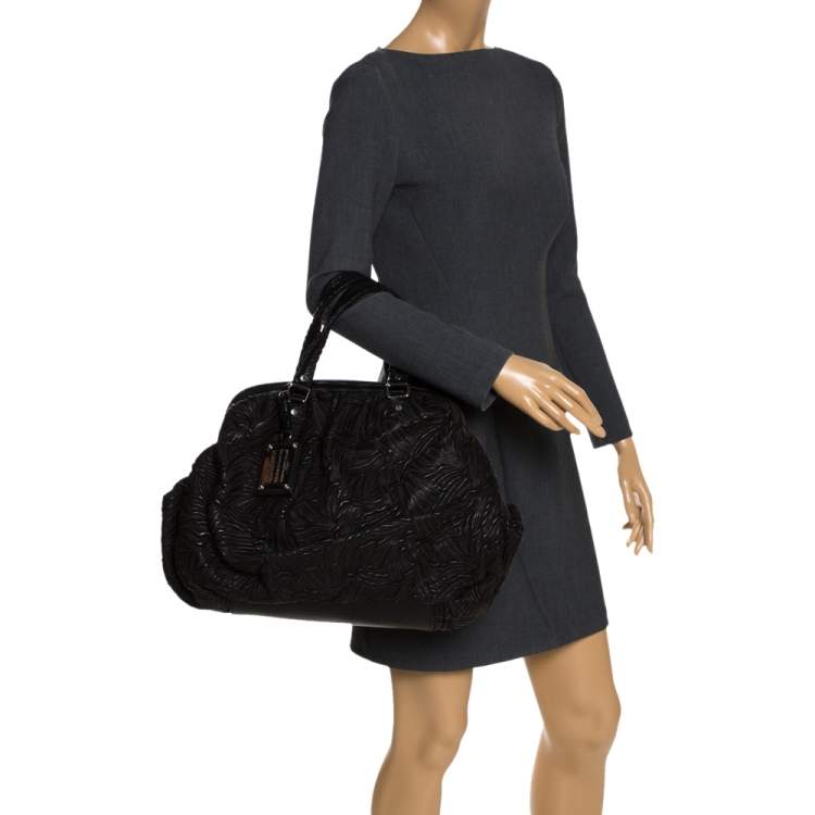 Pre Owned Dolce & Gabbana Black Leather Miss Curly Satchel 