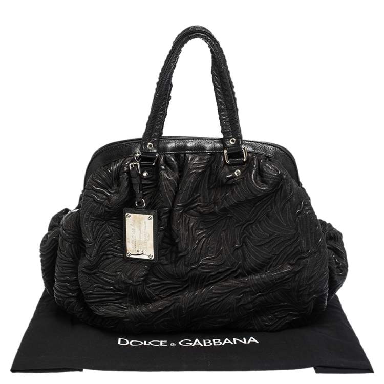 Pre Owned Dolce & Gabbana Black Leather Miss Curly Satchel 