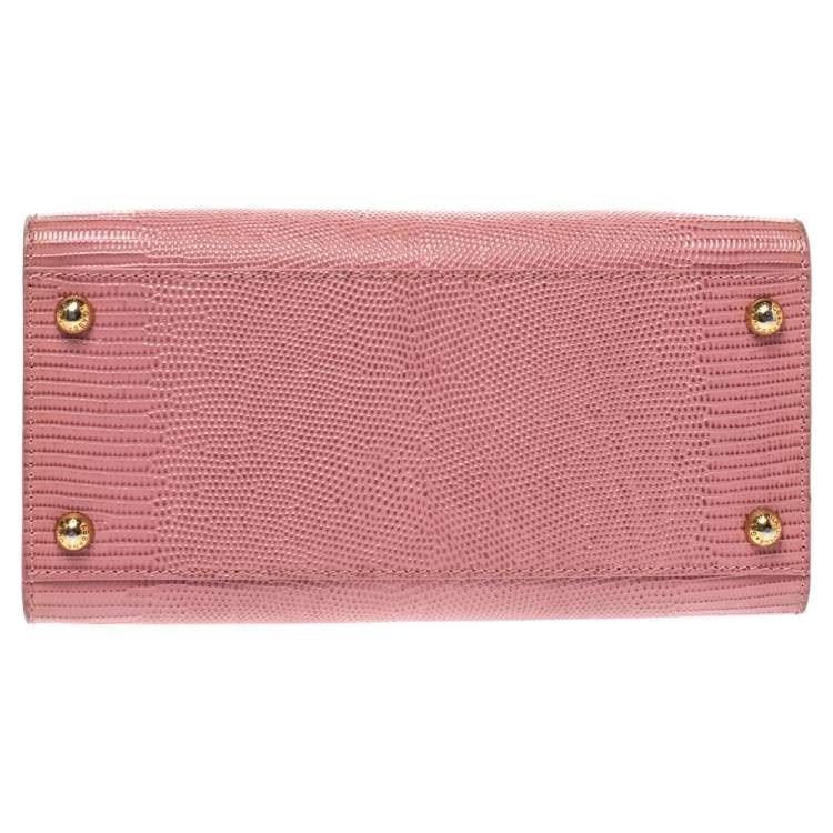 Pre Owned Dolce & Gabbana Pink Lizard Embossed Leather Welcome Top Handle Bag