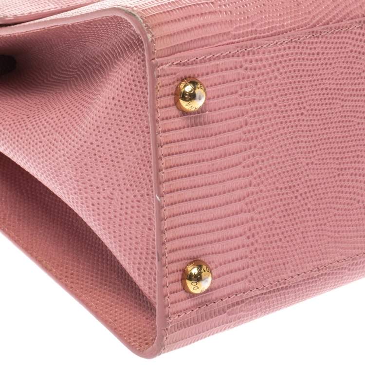 Pre Owned Dolce & Gabbana Pink Lizard Embossed Leather Welcome Top Handle Bag