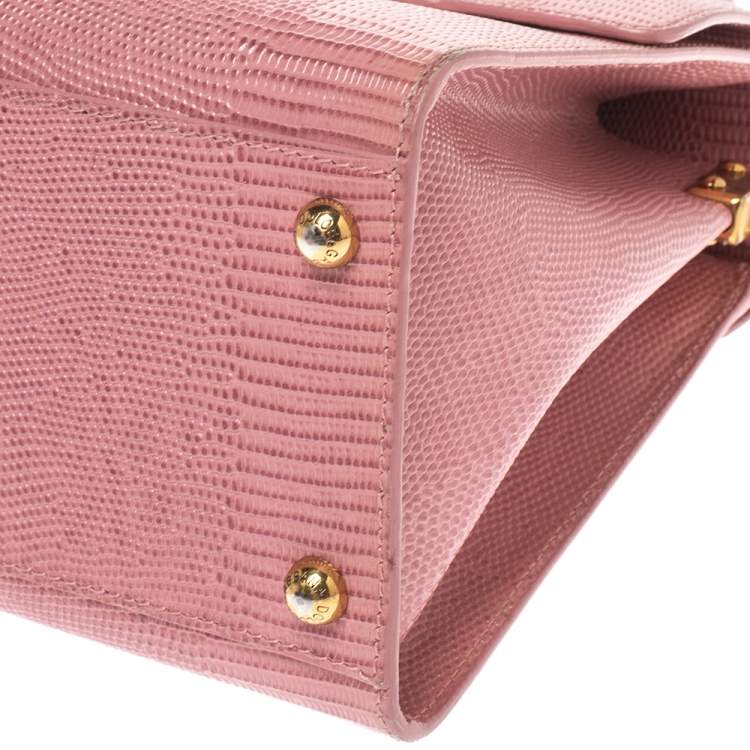 Pre Owned Dolce & Gabbana Pink Lizard Embossed Leather Welcome Top Handle Bag