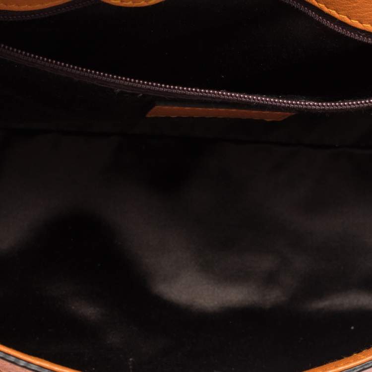 Pre Owned Dolce & Gabbana Orange Leather Large Miss Sicily Top Handle Bag