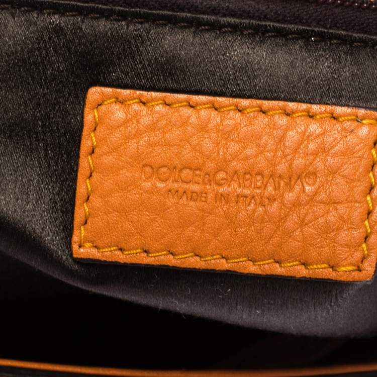 Pre Owned Dolce & Gabbana Orange Leather Large Miss Sicily Top Handle Bag