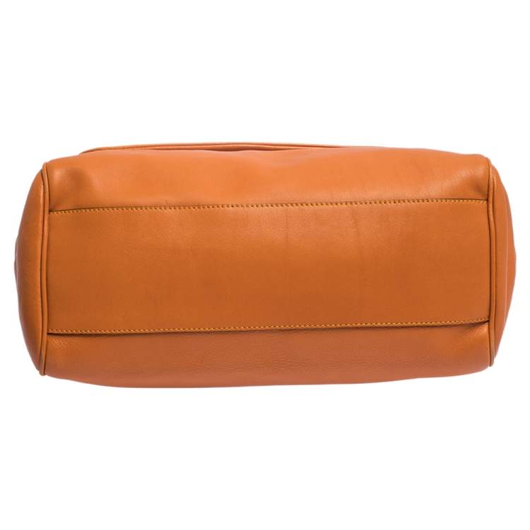 Pre Owned Dolce & Gabbana Orange Leather Large Miss Sicily Top Handle Bag