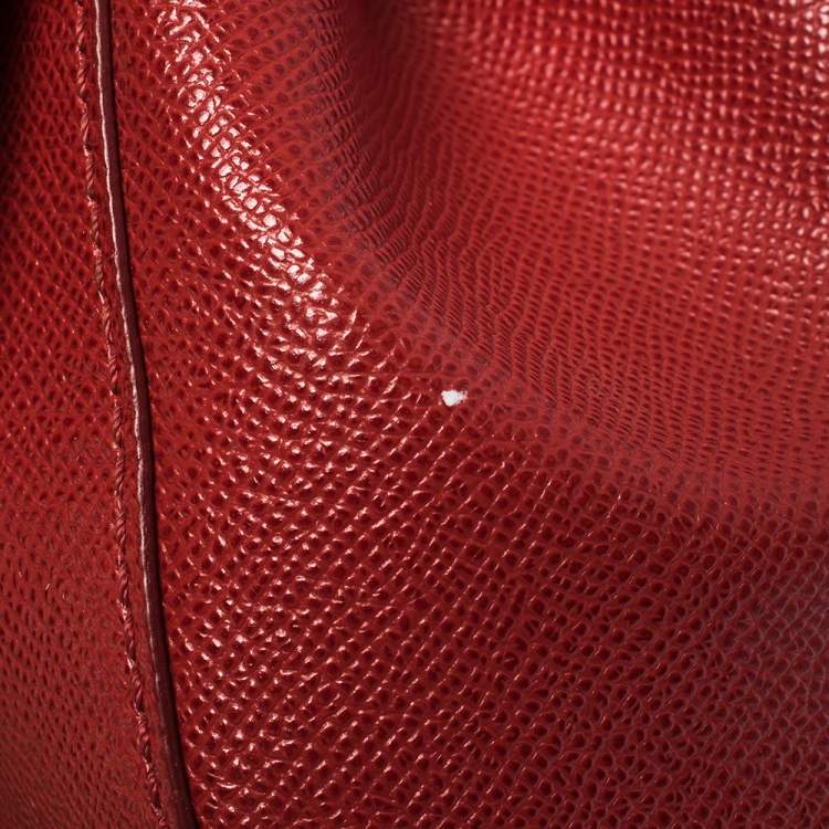 Pre Owned Dolce & Gabbana Red Leather Medium Miss Sicily Top Handle Bag