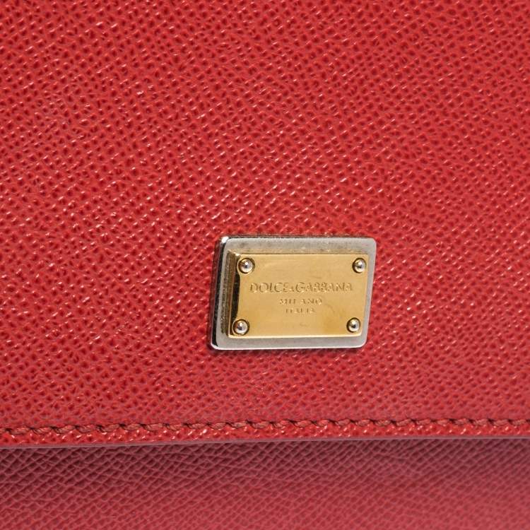 Pre Owned Dolce & Gabbana Red Leather Medium Miss Sicily Top Handle Bag