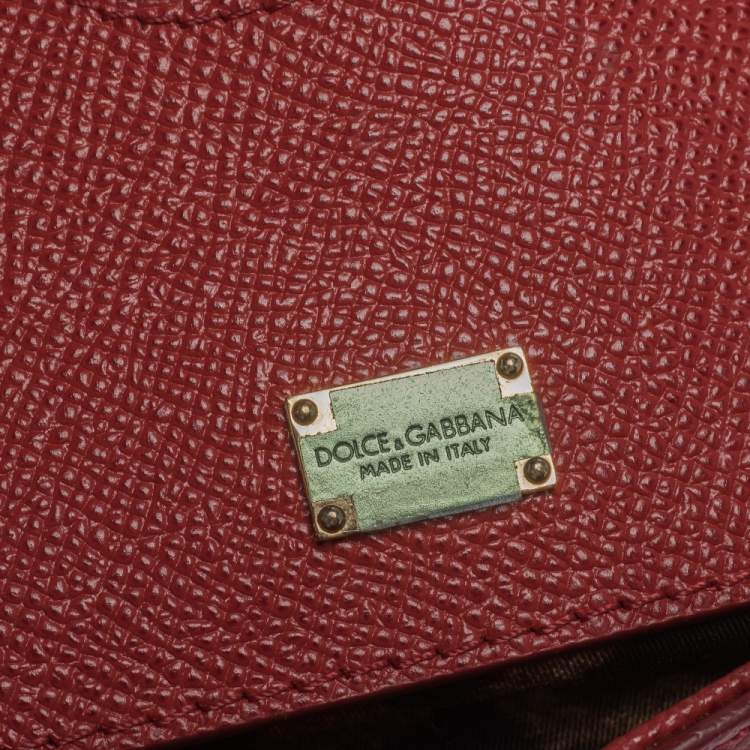 Pre Owned Dolce & Gabbana Red Leather Medium Miss Sicily Top Handle Bag