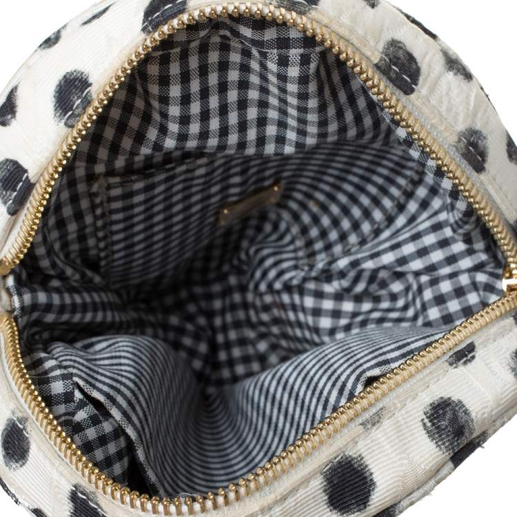 Pre Owned Dolce & Gabbana Graphic Polka Dot Fabric Brocade Round Glam Crossbody