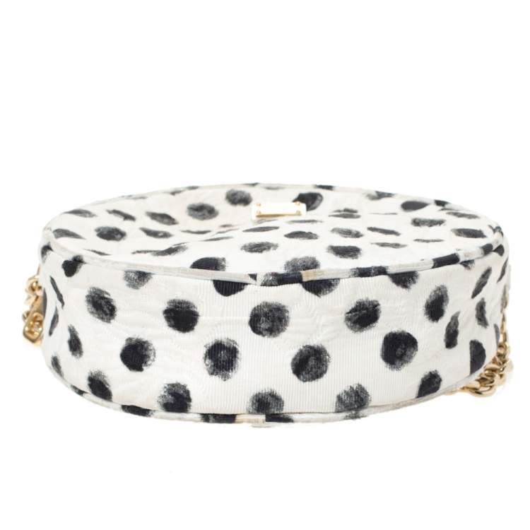 Pre Owned Dolce & Gabbana Graphic Polka Dot Fabric Brocade Round Glam Crossbody
